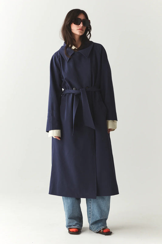 Roomy trench Blue