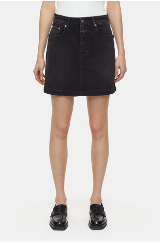 C93118 - Short Denim Skirt Dark Grey