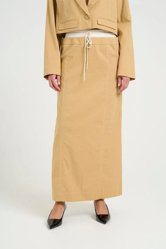 Felea Linen HW Skirt beige