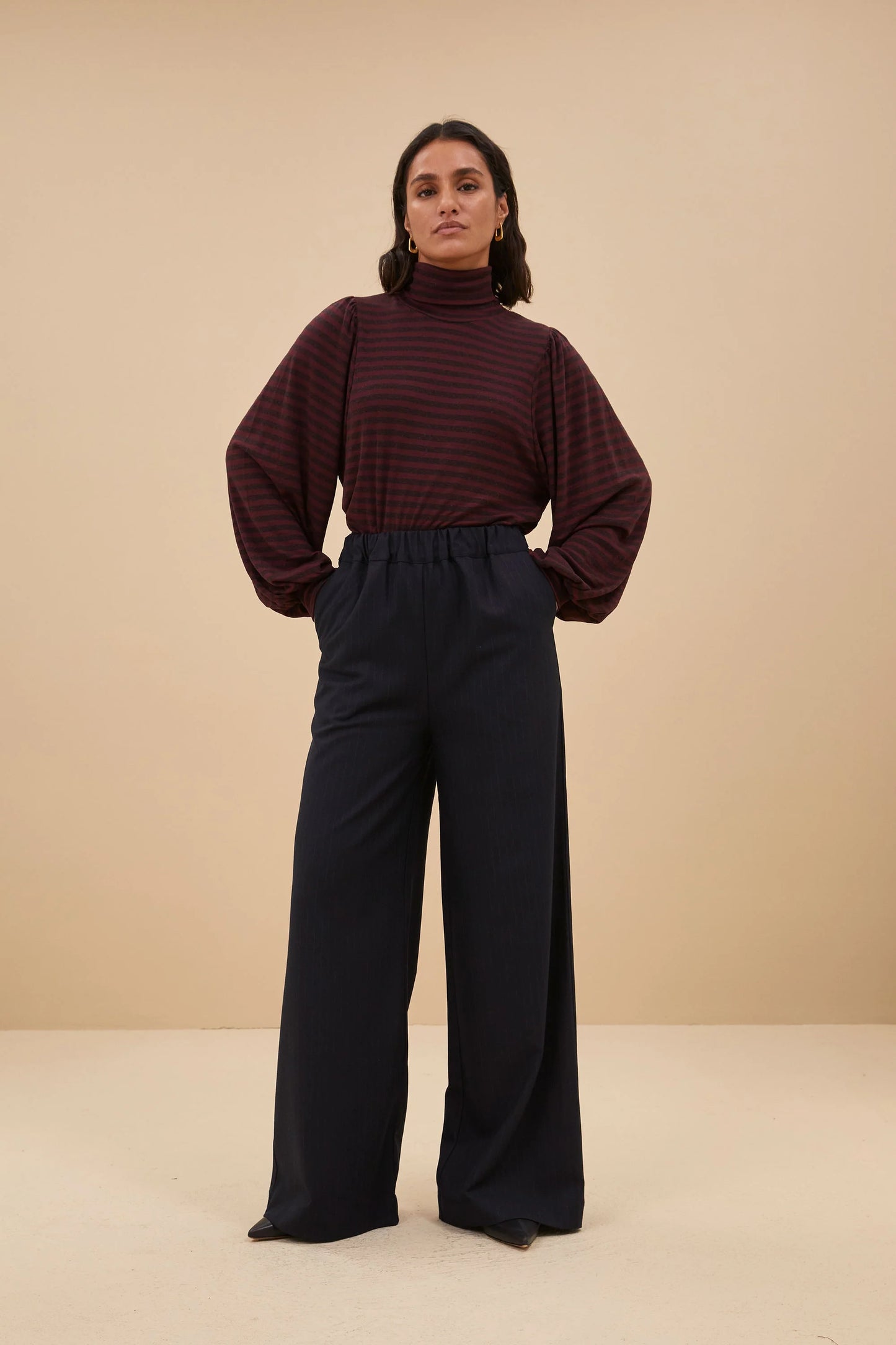 Benji stripe pant Dark navy