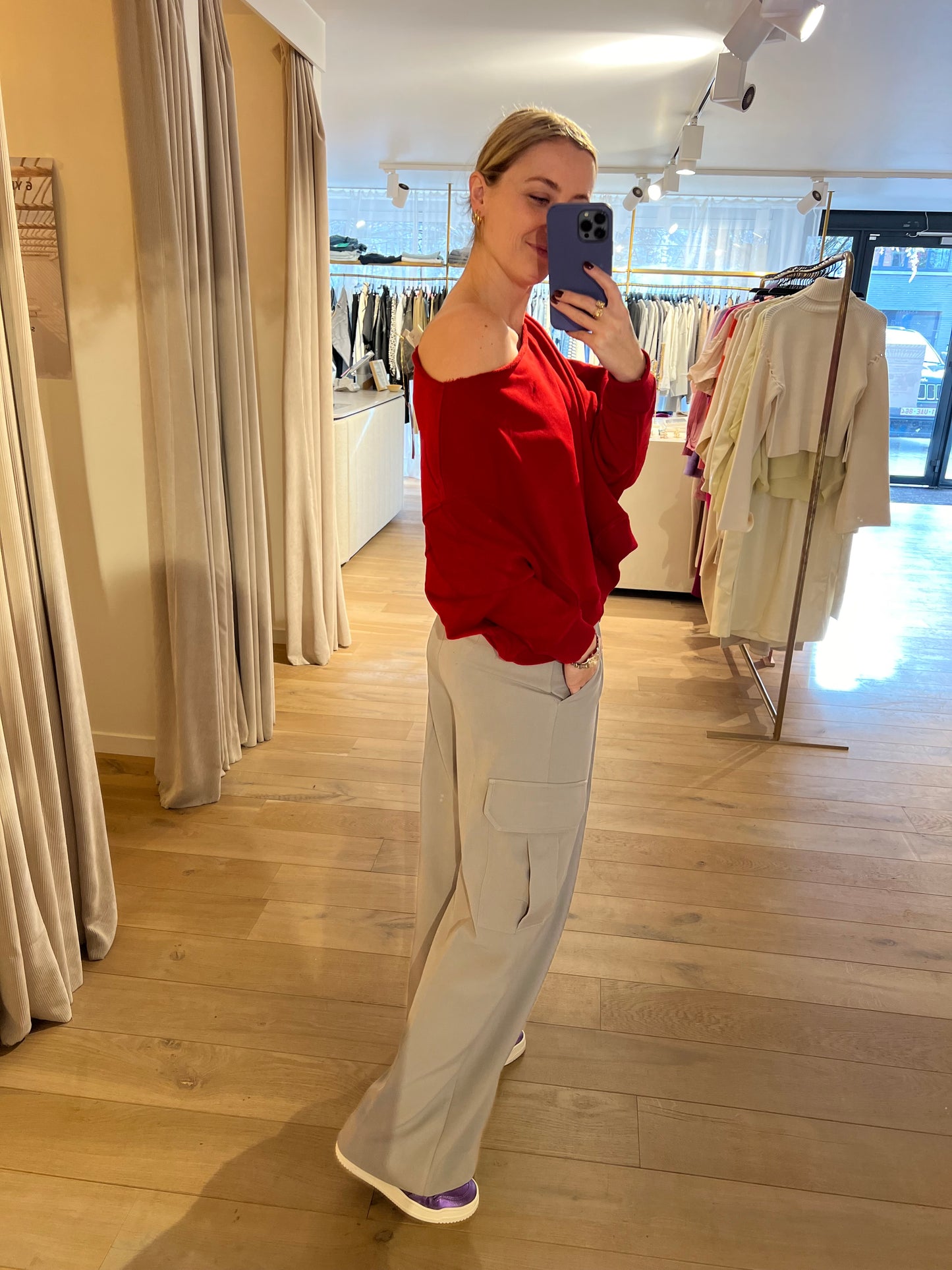 Maxine off shoulder sweater Red