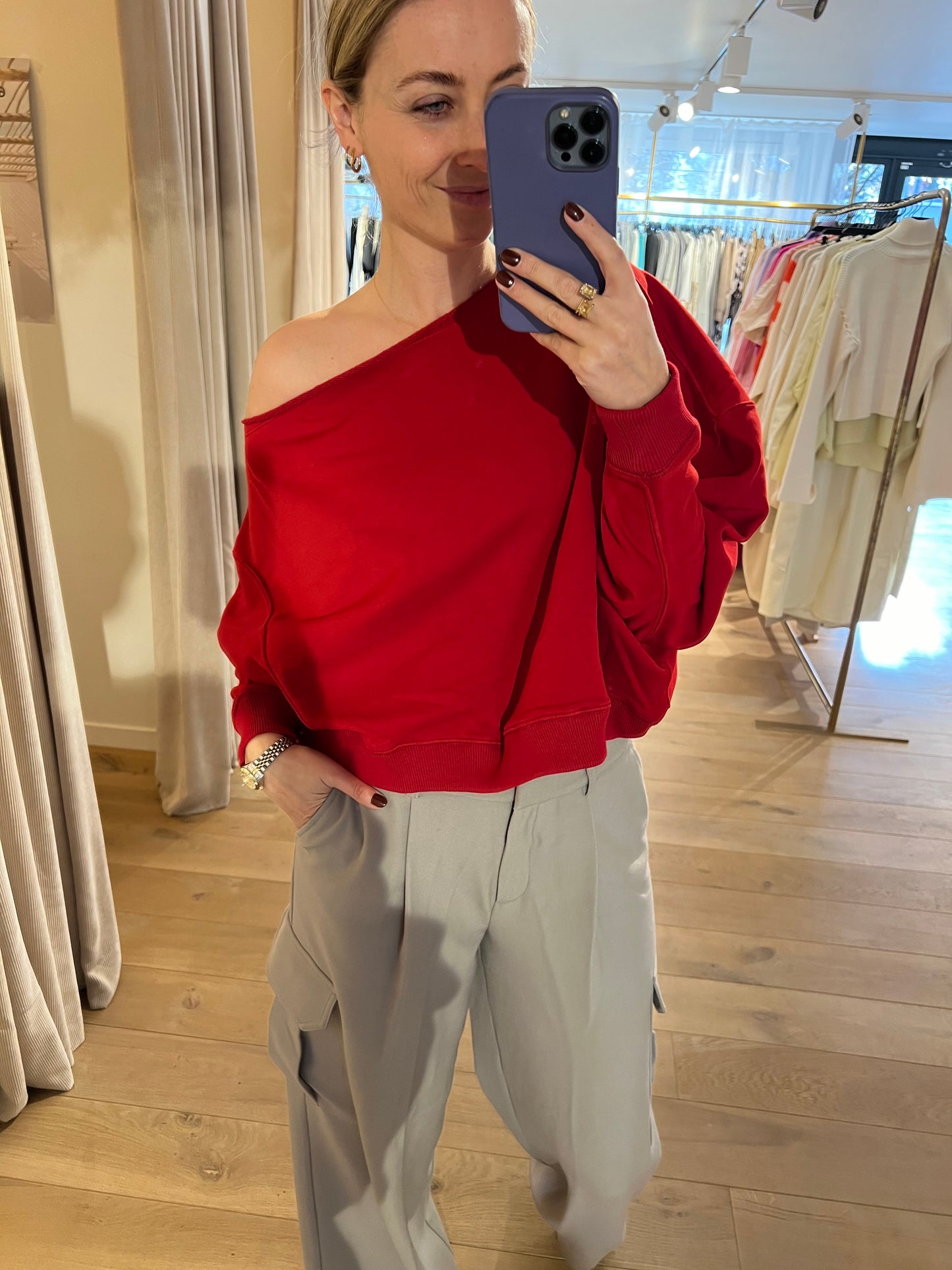 Maxine off shoulder sweater Red