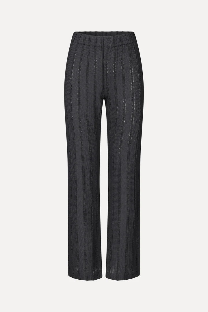 Elasticated Straight Long Pants Black