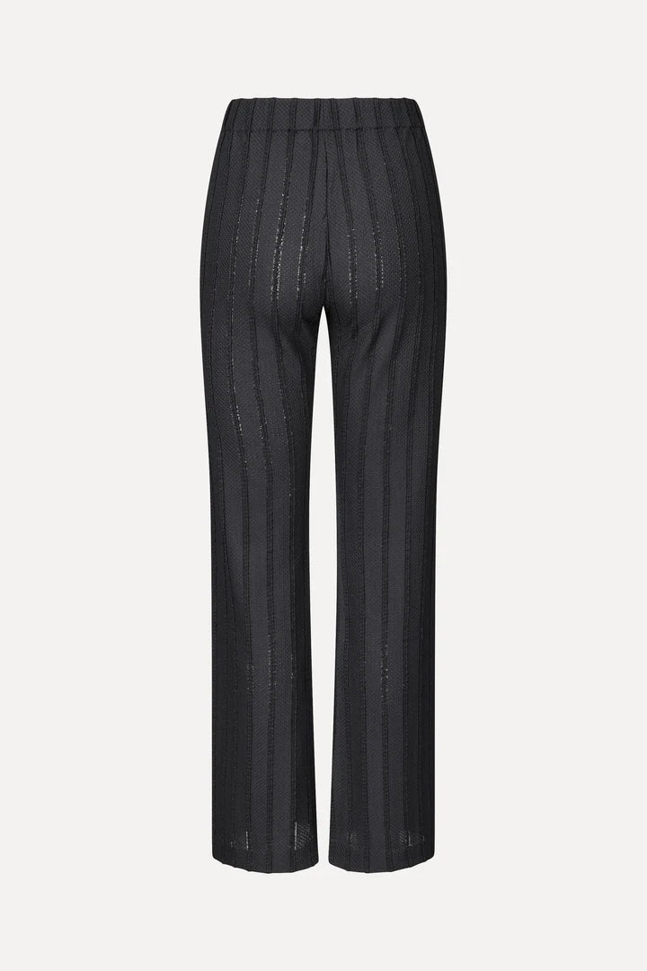 Elasticated Straight Long Pants Black