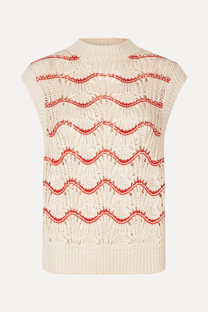 Asger heavy crochet vest Orange waves