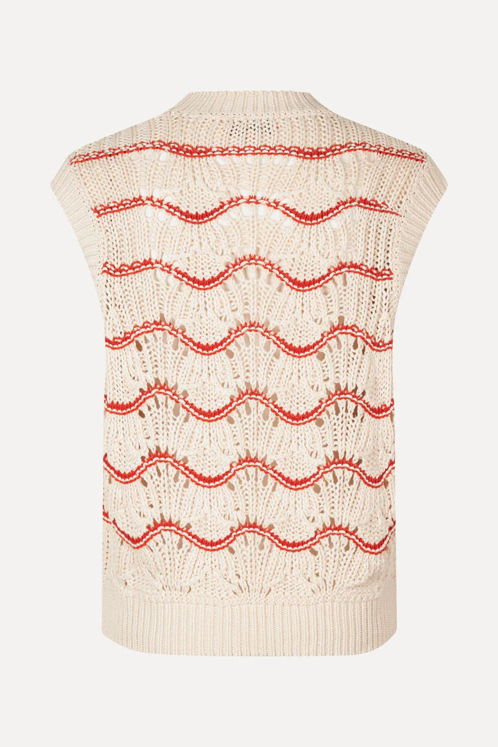 Asger heavy crochet vest Orange waves